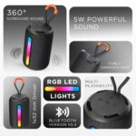 Intex Beast 5X Newly Launched Bluetooth Speaker | 360° Iconic Surround Sound | Rhythmic RGB LED Light | TWS Feature | Type-C Fast Charging | Upto 5 Hrs Playback | BT 5.4 for Party & Travel (Black) - Image 4