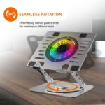Amazon Basics Laptop Stand with Cooling Fan (Silver) | 360° Rotating Base | Adjustable Height & Angle | RGB Lights | Sturdy Aluminium Alloy | Fits Up to 15.6” Laptops & Tablets - Image 3