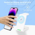 UNIGEN Audio Magtec 330 3-in-1 Magnetic Wireless Charging Station | Qi-Enabled Charger Compatible with iPhone 17/16/15/14/13/12 Series/AirPods/Apple Watch (White) - Image 4