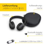 Jabra Evolve2 65 Wireless PC Headset – Noise Cancelling Microsoft Teams Certified Stereo Headphones with Long-Lasting Battery – USB-C Bluetooth Adapter – Black - Image 6