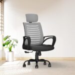 CELLBELL Desire C104 Mesh High Back Ergonomic Office Chair - Adjustable Seat Height, Sturdy Metal Base, Revolving Study & Computer Chair for Work from Home, Grey - Image 3