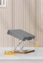Desktop Bamboo Aluminum and Wooden Portable Laptop Stand with 360 Rotating Base, Smartphone Stand Holder Stand,Heavy Aluminum Laptop Stand - Image 4