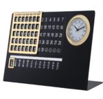 Permanent Desk Calendar, Perpetual Calendar, Lifetime Table Calender with Clock, Adjustable Date & Month Display for Home/Office/Corporate Gifts (Metal-Black) (147 X 33 X 90 mm) - Image 3