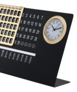 Permanent Desk Calendar, Perpetual Calendar, Lifetime Table Calender with Clock, Adjustable Date & Month Display for Home/Office/Corporate Gifts (Metal-Black) (147 X 33 X 90 mm) - Image 5