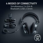 Razer BlackShark V3 Pro Wireless ANC Gaming Headset for PC: Full Band Mic - 50mm Drivers - 2.4 GHz, Bluetooth, USB, 3.5mm - Works with Mac, PS5, Nintendo Switch, Smartphone - 70 Hr Battery - Black - Image 4
