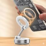 360° Vacuum Magnetic Phone Holder, Magnetic Car Phone Mount, Hands-Free Suction Cup Phone Holder for Car/Gym/Mirror/Shower, Mount Compatible with All Mobile Phones - Image 3