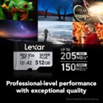 Lexar 512GB Professional Silver Plus microSDXC Memory Card w/SD Adapter, UHS-I, C10, U3, V30, Full-HD & 4K Video, Up to 205/150 MB/s Read/Write, for Videographers, Gamers - Image 3