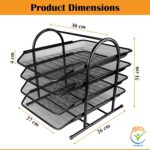 File Desk Organizer,2-Pack 4-Tier Metal Mesh File/Documents/Letters/A4 Size Files Rack with slidable compartments - Black - Image 3