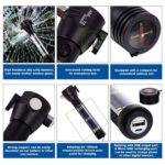 Aluminium 7 Mode Solar LED Torch Flashlight, Power Bank, Car Emergency Tool with Window Breaker, Magnet, Cutter, Compass for Travel, Camping Hiking Security (Black) - Image 3