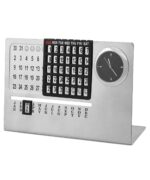 Lifetime Table Calendar, Permanent Desk Calendar, Perpetual Calender with Clock, Adjustable Date & Month Display for Home/Office/Corporate Gifts (Steel-Silver) (147 X 33 X 90 mm) - Image 3