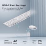 ​​iClever GK08 Wireless Keyboard and Mouse - Rechargeable Ergonomic Keyboard with Number Pad, Silent Typing, 2.4G Stable Connection, Slim Design for Mac & Windows (Silver)​​ - Image 4
