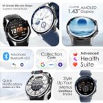 Pebble Gravity 1.43” AMOLED Smartwatch with Always-On Display | Bluetooth Calling, QR Payment, Compass | 700 Nits Brightness | Health & Fitness Tracking | Feather Touch UI, Premium Design - Blue - Image 3