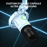 MAONO XLR/USB Dynamic Microphone, RGB Gaming Mic with Software, Mute, Gain Knob, Volume Control and Headphone Jack for Streaming, Podcasting, Recording-PD200X (White) - Image 3