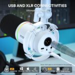 MAONO XLR/USB Dynamic Microphone, RGB Gaming Mic with Software, Mute, Gain Knob, Volume Control and Headphone Jack for Streaming, Podcasting, Recording-PD200X (White) - Image 4