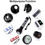 GREEVA Aluminium 7 Mode Rechargeable Solar LED Torch Flashlight, Power Bank, Car Emergency Tool with Window Breaker, Magnet, Cutter, Compass for Travel, Camping Hiking Security (Black) - Image 3