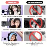 vlogging Phone Selfie Tool, Hand Mirror for Makeup|vlog|Selfie, Selfie Mirror Compact Phone Mirror Universal Phone Clip for iPhone 16/15/14/13/12 Android Smartphone Selfie vlog Accessories - Image 3
