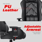ASE GAMING Gold Series Ergonomic Gaming Chair with Footrest Premium PU Leather, Adjustable Neck & Lumbar Pillow, 180 Degree Recline with Black Metal Base (Black) - Image 5