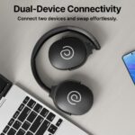 pTron Studio w/ 60Hrs Playtime, Wireless Over-Ear Headphones with HD Mic, Immersive Sound, 40mm Drivers, BT5.4, Dual-Device Pairing, 3.5mm Aux Port, TF Card Slot & Type-C Fast Charging (Jet Black) - Image 5