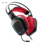 Nitho Titan PRO 7.1 Surround Gaming Headset with Cardioid Microphone for PS5, PS4, PC, Laptop, Over-Ear Stereo Wired Gaming Headphones with RGB LED Light, 3.5 mm Audio Jack, 50 mm Drivers - Red - Image 3