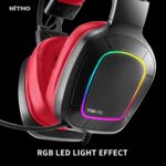Nitho Titan PRO 7.1 Surround Gaming Headset with Cardioid Microphone for PS5, PS4, PC, Laptop, Over-Ear Stereo Wired Gaming Headphones with RGB LED Light, 3.5 mm Audio Jack, 50 mm Drivers - Red - Image 4