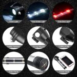 Aluminium 7 Mode Rechargeable Solar LED Torch Flashlight, Power Bank, Car Emergency Tool with Window Breaker, Magnet, Cutter, Compass for Travel, Camping Hiking Security (Black) - Image 3