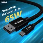 D-Link DPA-FC302 || 65W Fast Charging Type-A to Type-C Cable | 1.5m Nylon Braided | 3.0A Current | Metal Connector | Universal Compatibility for Smartphones, Tablets & Power Banks - Image 4