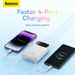 Baseus Qpow2 Dual-Cable Digital Display Fast Charge Power Bank 10000mAh 22.5W Cluster Black(with: Simple Charging Cable Type-C 3A 0.3m Black) (White, 20000 mAh) - Image 3