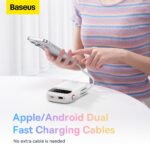 Baseus Qpow2 Dual-Cable Digital Display Fast Charge Power Bank 10000mAh 22.5W Cluster Black(with: Simple Charging Cable Type-C 3A 0.3m Black) (White, 20000 mAh) - Image 4