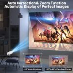 Smart Projector with Android 11 HD Projector 1080P 4K WiFi6 BT Home Theater Video Projector 180° Rotatable Stand Car Keystone Correction for Mobile Phone TV Stick A18 - Image 3