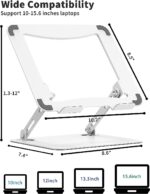 amazon basics Tabletop Laptop Stand, Ergonomic Adjustable & Ventilated Metal Riser Holder for Desk Fits Upto 15.6 Inch Laptops (White) - Image 4
