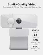 Lenovo 300 FHD Webcam with Full Stereo Dual Built-in Mics | FHD 1080P 2.1 Megapixel CMOS Camera with USB |Ultra-Wide 95° Lens, 4X Digital Zoom | 360 Rotation | Flexible Mount | Cloud Grey - Image 4