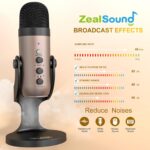 zealsound Condenser Microphone for PC/Phone/PS4/PS5 - USB Gaming Mic with Noise Cancellation, Volume Control, Gain, Mute, Plug & Play Mic for Video Recording, Singing, Podcasting, YouTube(Gold) - Image 4