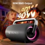 ZEBRONICS AXON 100 Portable Party Bluetooth Speaker, 90W RMS, Quad Drivers + Dual Passive Radiators, IPX5, Upto 6 Hours Playback, Rapid Charging, BT | USB | AUX | TWS, Fabric Finish, RGB, Deep Bass - Image 4