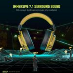 EKSA E900 Pro Yellow Gaming Wired Over Ear Headphones with Virtual 7.1 Surround Sound, Noise Cancelling with Mic & Led, Compatible with PC, PS4, PS5, Xbox One (Yellow) - Image 3