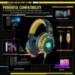 EKSA E900 Pro Yellow Gaming Wired Over Ear Headphones with Virtual 7.1 Surround Sound, Noise Cancelling with Mic & Led, Compatible with PC, PS4, PS5, Xbox One (Yellow) - Image 4