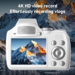 Professional 4K DSLR Camera with 60MP Resolution, 12x Optical Zoom, Built in Flash, Easy Scene Modes for Stunning Photos and Videos (White) - Image 3