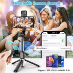Selfie Stick with Fill Light, All in One Portable Selfie Stick Tripod Phone Holder with Detachable Wireless Remote, Compatible with iPhone 15/14/13/12/11, Android + USB LED Light LAMP - Image 5
