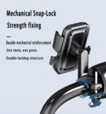 Bike Mobile Stand | Universal Handlebar Mount Phone Holder for Bikes & Scooters | 360° Rotatable & Shock-Absorbent Clamp | Fits 4.7″-7.2″ Smartphones (Black) - Image 3