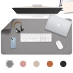 AROPANA Anti-Slip Extended Mouse Pad | PU Vegan Leather Desk Mat | Large Computer Desk Protector Pad with Suede Base for Keyboard, Laptop, Office & Home (70x35 cm, Grey) - Image 3