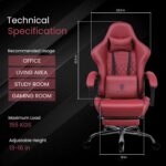 Dowinx Multi-Functional Ergonomic Gaming & Computer Chair – Massage Cushion, Premium PU Leather, Adjustable Neck & Lumbar Pillow for Back Support & Footrest, Home & Office Chair - Image 4