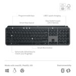 Logitech MX Keys S Wireless Keyboard, Low Profile, Fluid Precise Quiet Typing, Programmable Keys, Backlighting, Bluetooth, USB C Rechargeable, for Windows PC, Linux, Chrome, Mac - Graphite - Image 4