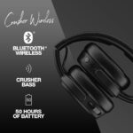 Skullcandy Crusher Wireless Bluetooth Headphones with Multi-Sensory Bass, Noise Isolating Over-Ear Fit, Up to 50 Hours Battery, Microphone for iPhone Android with Travel Bag - Black - Image 3
