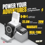 Phonokart Volt 5 in1 10000mAh Compact Magnetic Power Bank with 15W Wireless for iPhone, 2.5W for AirPods & iWatch, Detachable inbuilt Lightning & Type-C Cables, 22.5W USB-A & Digital Display. - Image 3