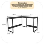 Klaxon L Shaped Study Table for Students and Adults/Computer Table for Home-Office/Gaming Table/Computer Desk for Corner - Wood & Metal (Verto-Forest Dark, DIY Installation), Black - Image 3