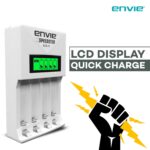 ENVIE® (ECR-011) Speedster Fast Charger for AA & AAA Rechargeable Batteries with LCD Display Indicator & Auto Cut Charging - Charges 4 Batteries at a Time - Image 4