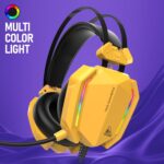 TAG Gamerz Titan RGB Yellow Over-Ear Gaming Wired Headphone | Soft Ear Cups | 50mm Neodymium Driver | 3.5mm Audio | 2m Cable | Flexible Mic for Calling | Suspension Headband | 3.5mm + USB Connector - Image 3