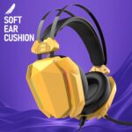 TAG Gamerz Titan RGB Yellow Over-Ear Gaming Wired Headphone | Soft Ear Cups | 50mm Neodymium Driver | 3.5mm Audio | 2m Cable | Flexible Mic for Calling | Suspension Headband | 3.5mm + USB Connector - Image 4
