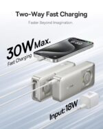 Baseus Free2Pull 10000mAh 30W Portable Power Bank – Built-in Retractable USB-C Cable, Digital Display, PD Fast Charging – Lunar Gray - Image 3