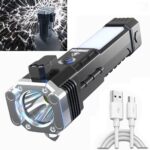 Heria Torch Flashlight Portable & Rechargeable Long Distance Beam Range with Power Bank, Hammer and Strong Magnets, Window Glass & Seat Belt Cutter with Car Rescue Torch - Image 3