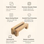 Wooden Laptop Stand and Phone Dock | Compact Table Organizer | Handmade Holder | Laptop Desk | Computer Stand | Wooden Vertical Stand for Laptop & Phone | Workstation Organizer - Image 3